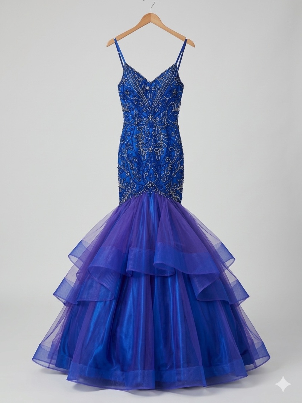 VIENNA PROM mermaid royal blue beaded size 2